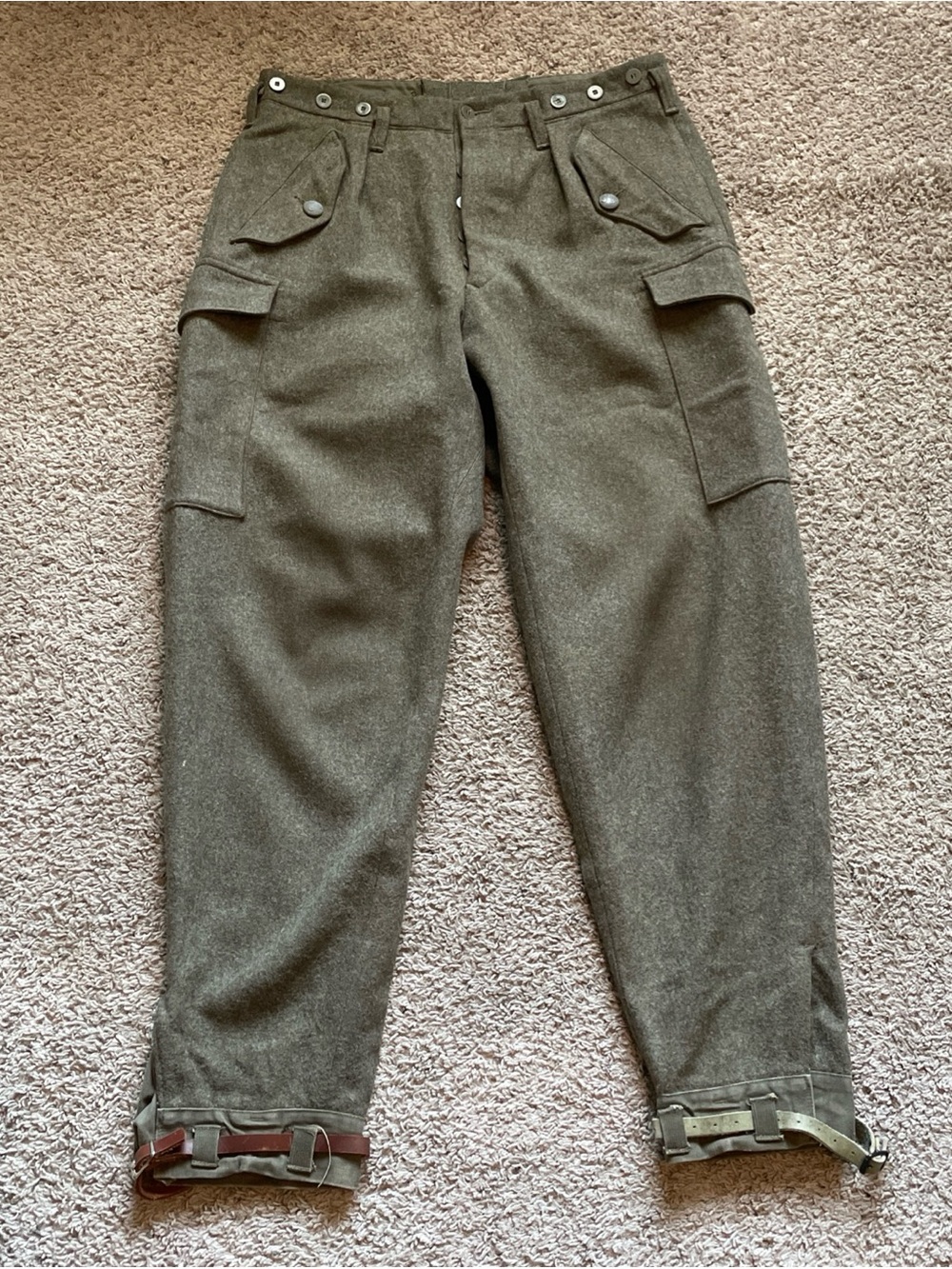 Vtg Soderbergs Wool Cargo Pants Men's 36x32 Gray Swedish Military Army Workwear